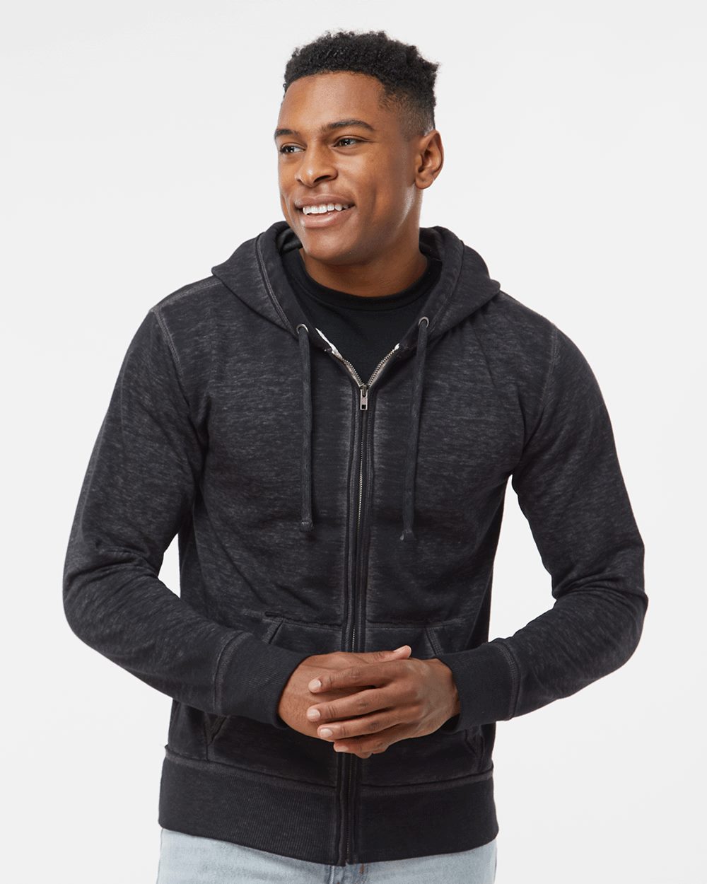 J. America 8916 Men's Vintage Zen Fleece Full-Zip Hooded Sweatshirt - style