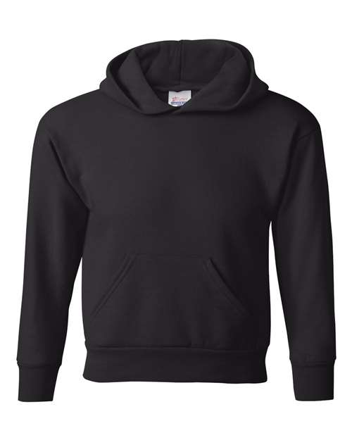 Hanes P473 Youth EcoSmart® Hooded Sweatshirt - Black - front