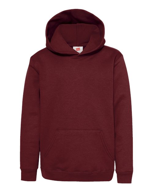 Hanes P473 Youth EcoSmart® Hooded Sweatshirt - Maroon - front