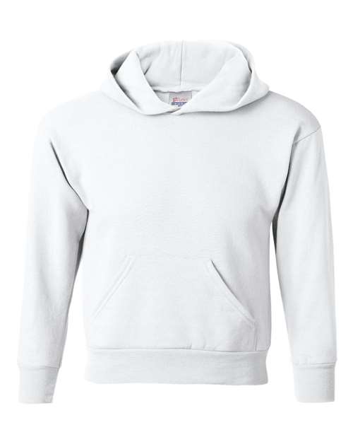 Hanes P473 Youth EcoSmart® Hooded Sweatshirt - White - front