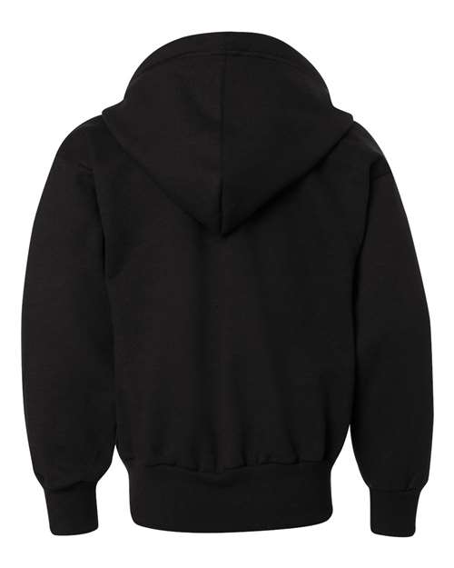 Hanes P480 Youth EcoSmart® Full-Zip Hooded Sweatshirt - Black - back