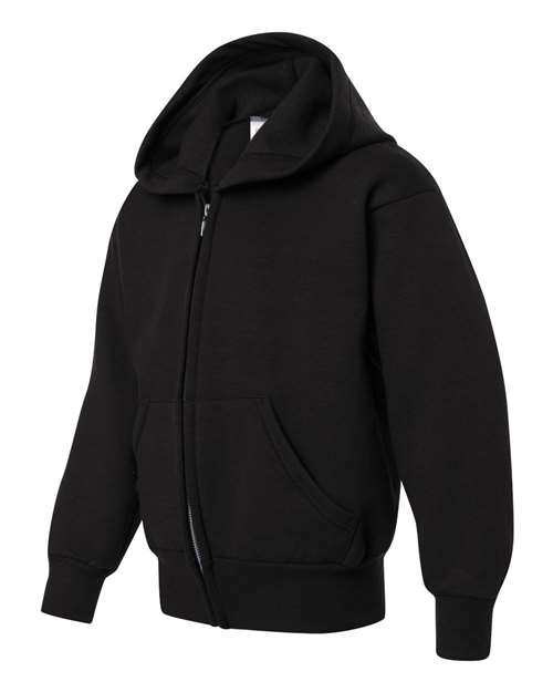 Hanes P480 Youth EcoSmart® Full-Zip Hooded Sweatshirt - Black - side