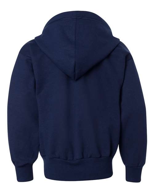 Hanes P480 Youth EcoSmart® Full-Zip Hooded Sweatshirt - Navy - back
