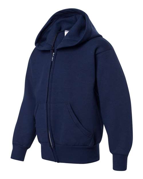 Hanes P480 Youth EcoSmart® Full-Zip Hooded Sweatshirt - Navy - side