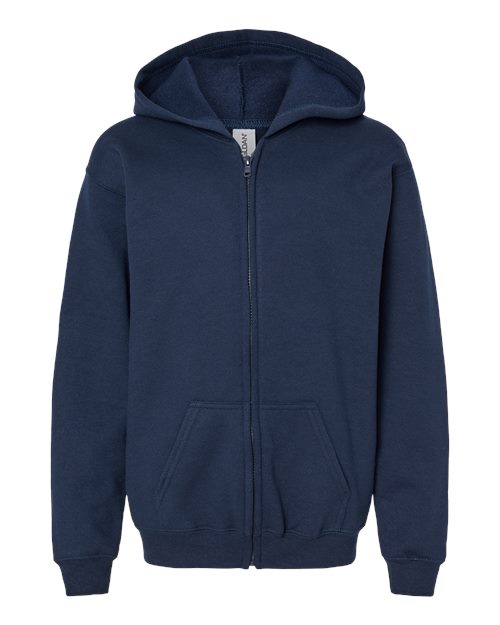 Gildan 18600B Youth Heavy Blend™ Full-Zip Hooded Sweatshirt - Navy - front
