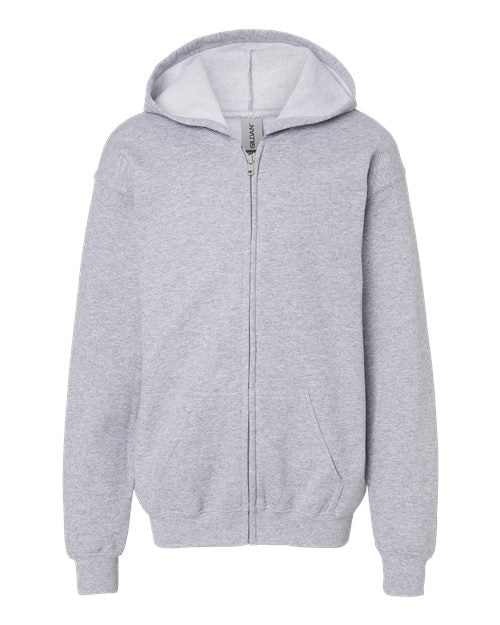 Gildan 18600B Youth Heavy Blend™ Full-Zip Hooded Sweatshirt - Sport Grey - front