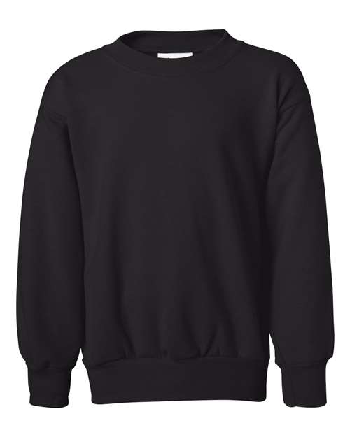 Hanes P360 Youth EcoSmart® Crewneck Sweatshirt - Black - front