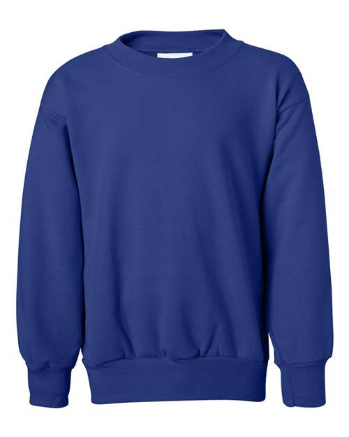 Hanes P360 Youth EcoSmart® Crewneck Sweatshirt - Deep Royal - front
