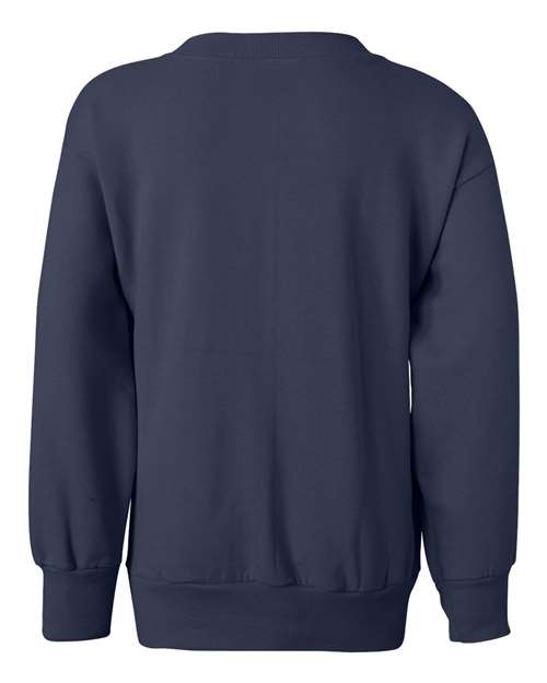 Hanes P360 Youth EcoSmart® Crewneck Sweatshirt - Navy - back
