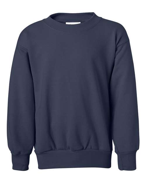 Hanes P360 Youth EcoSmart® Crewneck Sweatshirt - Navy - front