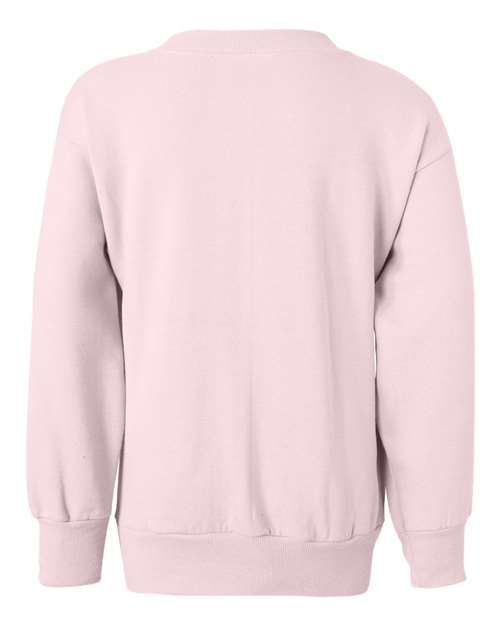 Hanes P360 Youth EcoSmart® Crewneck Sweatshirt - Pale Pink - back
