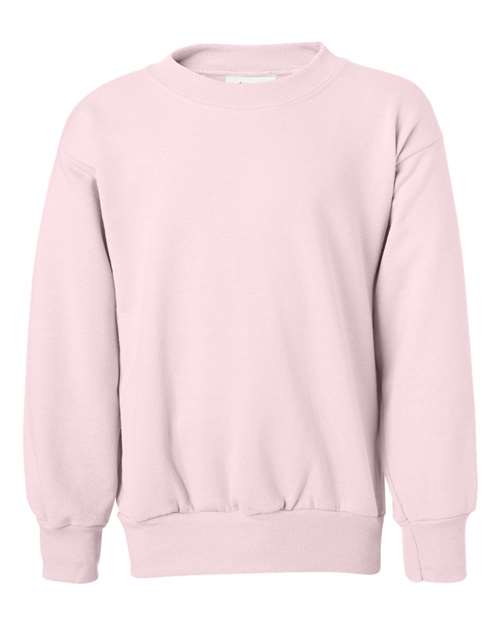 Hanes P360 Youth EcoSmart® Crewneck Sweatshirt - Pale Pink - front
