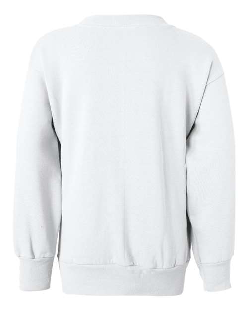 Hanes P360 Youth EcoSmart® Crewneck Sweatshirt - White - back