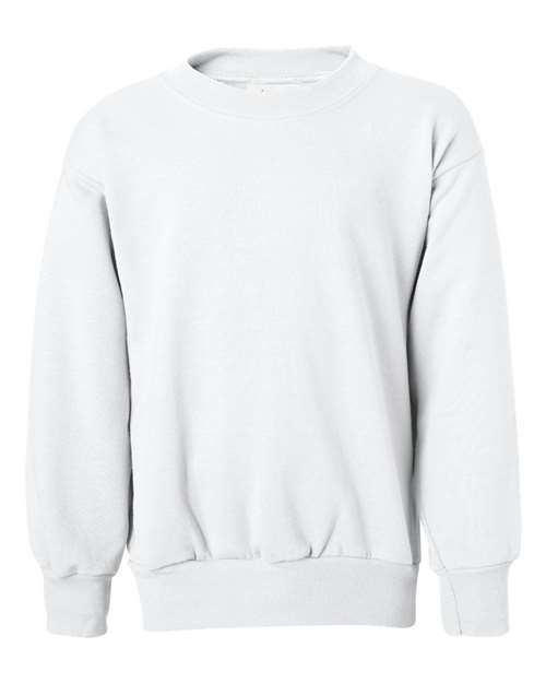 Hanes P360 Youth EcoSmart® Crewneck Sweatshirt - White - front