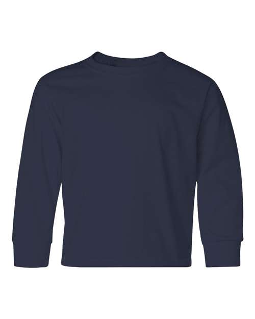 JERZEES 29BLR Youth Dri-Power® Long Sleeve 50/50 T-Shirt - J. Navy - front