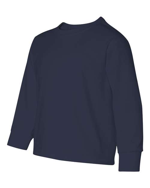JERZEES 29BLR Youth Dri-Power® Long Sleeve 50/50 T-Shirt - J. Navy - side