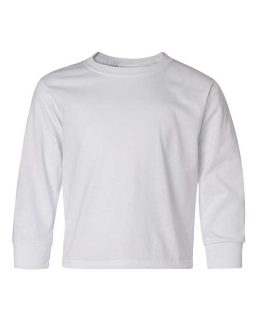 JERZEES 29BLR Youth Dri-Power® Long Sleeve 50/50 T-Shirt - White - front