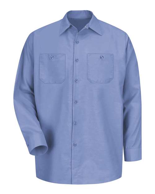 Red Kap SP14 Men's Industrial Long Sleeve Work Shirt - Light Blue - front