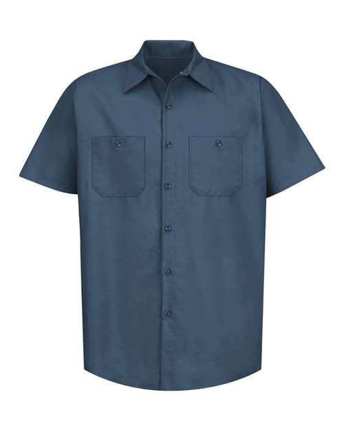 Red Kap SP24 Men's Industrial Short Sleeve Work Shirt - Dark Blue - front