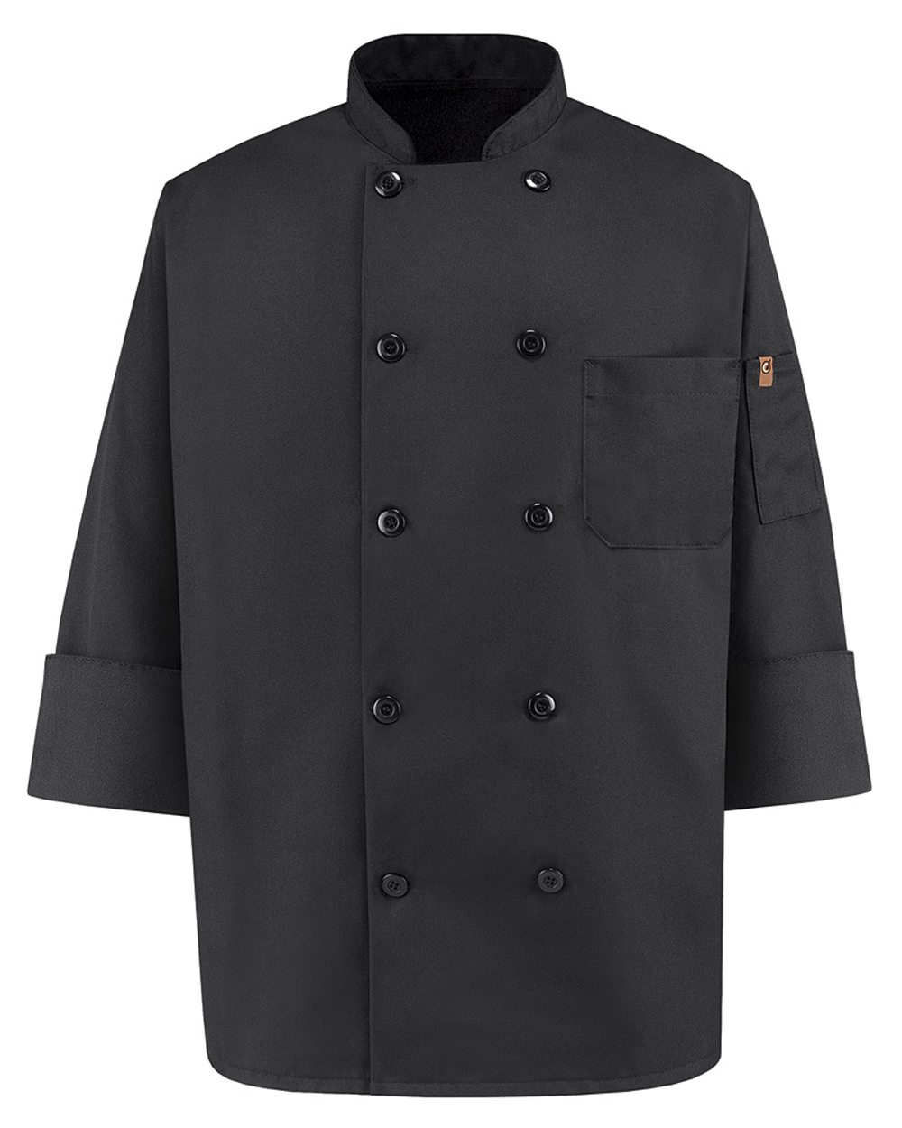 Chef Designs 0425 Ten Pearl Button Black Chef Coat - style