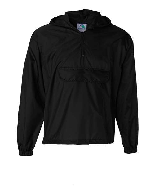 Augusta Sportswear 3130 Unisex Packable Half-Zip Hooded Pullover Jacket - Black - front