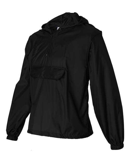 Augusta Sportswear 3130 Unisex Packable Half-Zip Hooded Pullover Jacket - Black - side
