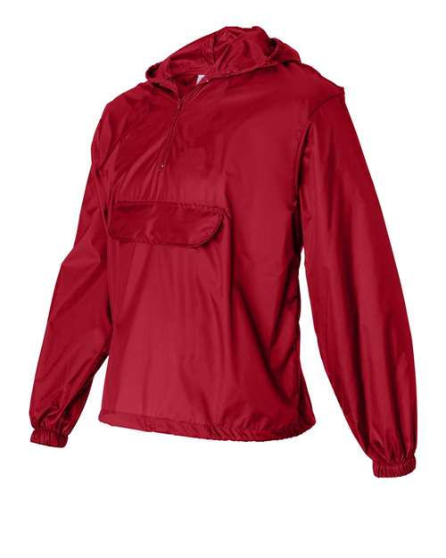 Augusta Sportswear 3130 Unisex Packable Half-Zip Hooded Pullover Jacket - Red - side