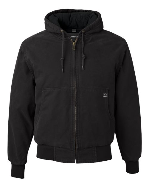 DRI DUCK 5020 Men's Cheyenne Boulder Cloth™ Hooded Jacket with Tricot Quilt Lining - Black - front