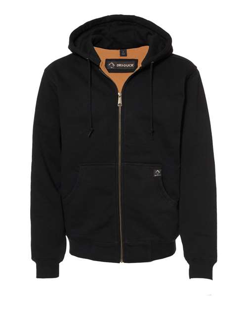DRI DUCK 7033 Men's Crossfire Heavyweight Power Fleece Hooded Jacket with Thermal Lining - Black - front