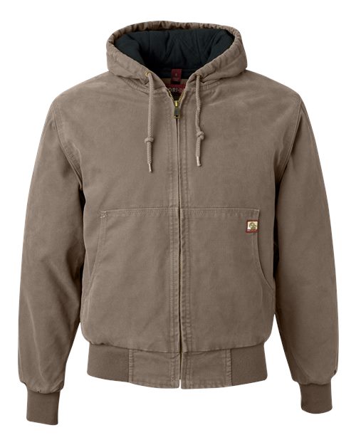 DRI DUCK 5020T Men's Tall Cheyenne Boulder Cloth™ Hooded Jacket with Tricot Quilt Lining - Gravel - front