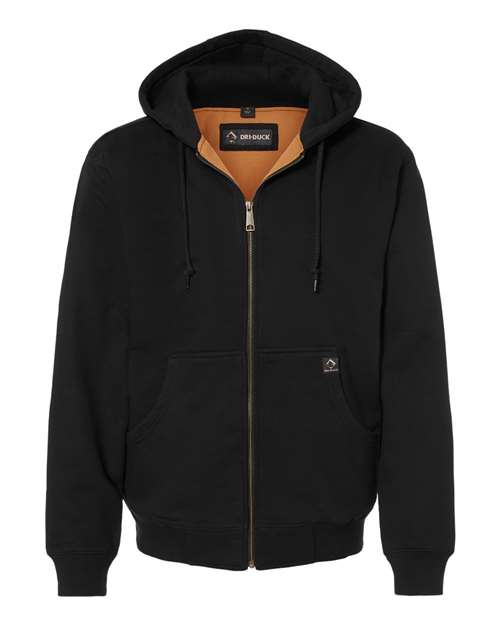 DRI DUCK 7033T Men's Tall Crossfire Heavyweight Power Fleece Hooded Jacket with Thermal Lining - Black - front