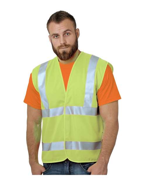 Bayside 3789 Unisex USA-Made Economy Class 2 ANSI Vest - Lime Green - front