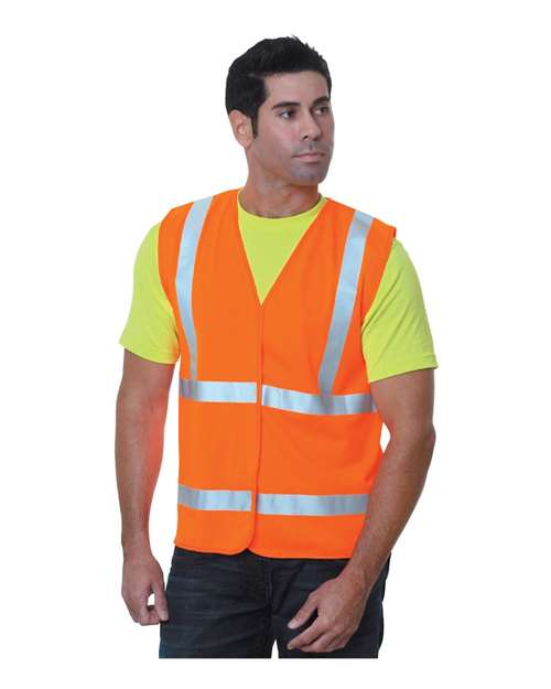 Bayside 3789 Unisex USA-Made Economy Class 2 ANSI Vest - Orange - front