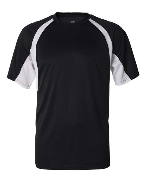 Badger 4144 Men's B-Core Hook T-Shirt - Black/ White - front