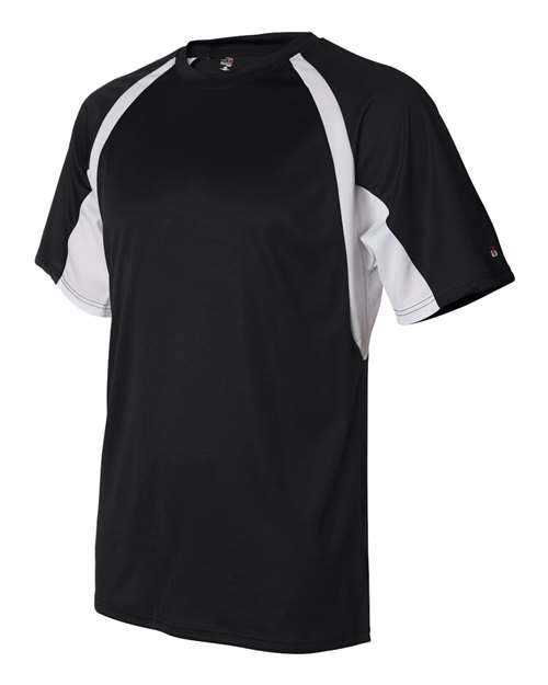 Badger 4144 Men's B-Core Hook T-Shirt - Black/ White - side