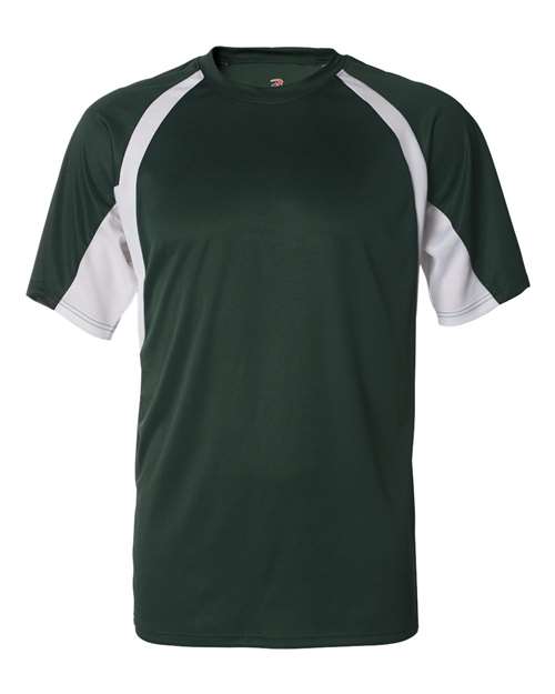Badger 4144 Men's B-Core Hook T-Shirt - Forest/ White - front