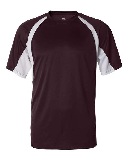 Badger 4144 Men's B-Core Hook T-Shirt - Maroon/ White - front