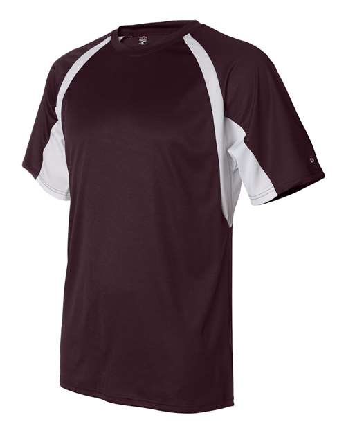 Badger 4144 Men's B-Core Hook T-Shirt - Maroon/ White - side