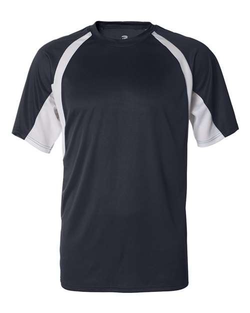 Badger 4144 Men's B-Core Hook T-Shirt - Navy/ White - front