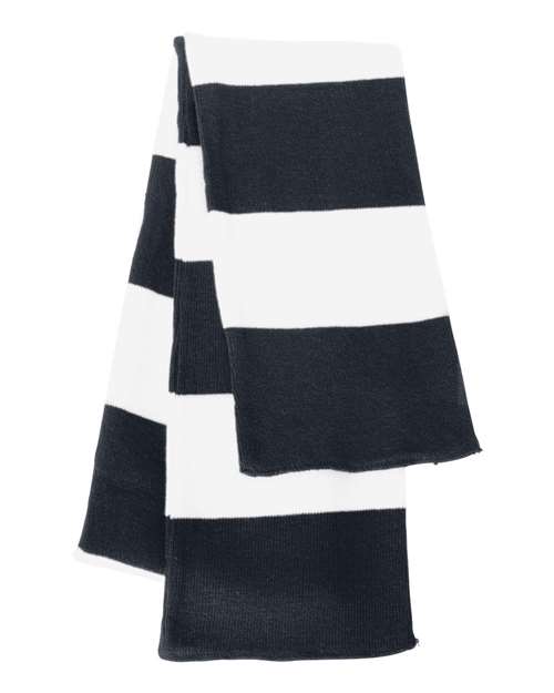 Sportsman SP02 Rugby-Striped Knit Scarf - Navy/ White - back
