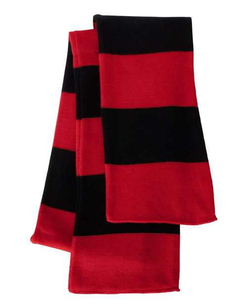 Sportsman SP02 Rugby-Striped Knit Scarf - Red/ Black - back
