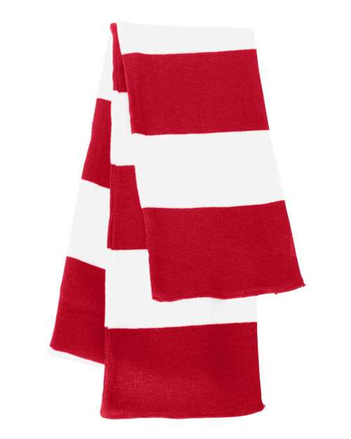 Sportsman SP02 Rugby-Striped Knit Scarf - Red/ White - back