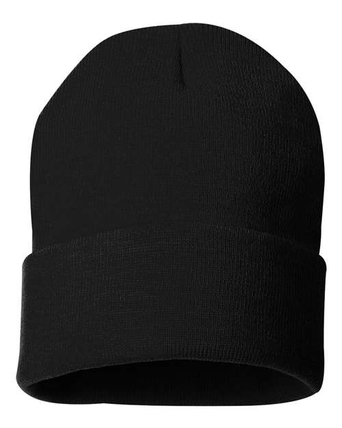 Sportsman SP12 12" Solid Cuffed Beanie - Black - front