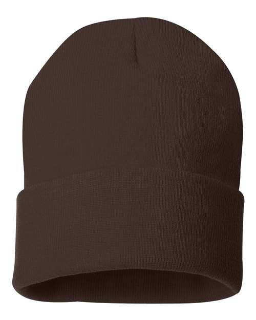 Sportsman SP12 12" Solid Cuffed Beanie - Brown - back
