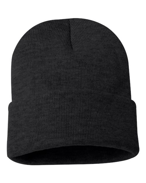 Sportsman SP12 12" Solid Cuffed Beanie - Heather Charcoal - front