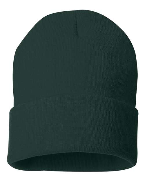 Sportsman SP12 12" Solid Cuffed Beanie - Forest Green - front