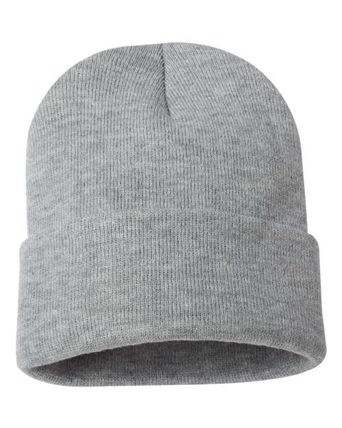 Sportsman SP12 12" Solid Cuffed Beanie - Heather Grey - front