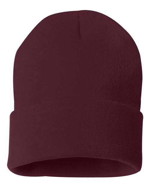 Sportsman SP12 12" Solid Cuffed Beanie - Maroon - back