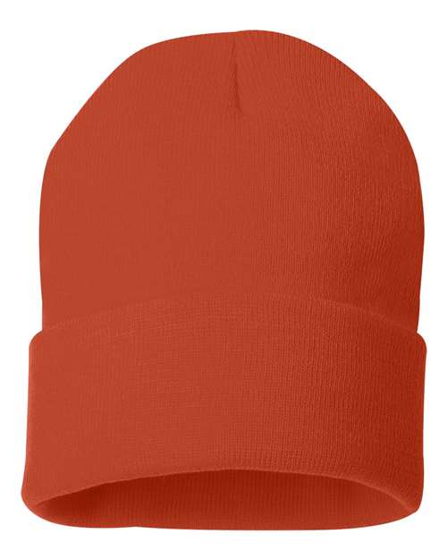 Sportsman SP12 12" Solid Cuffed Beanie - Orange - back