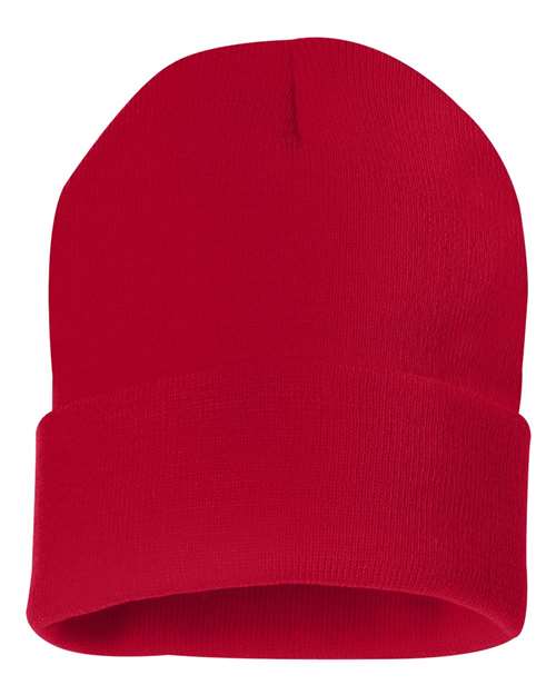 Sportsman SP12 12" Solid Cuffed Beanie - Red - front